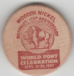 Buffalo Wooden Nickel Red
